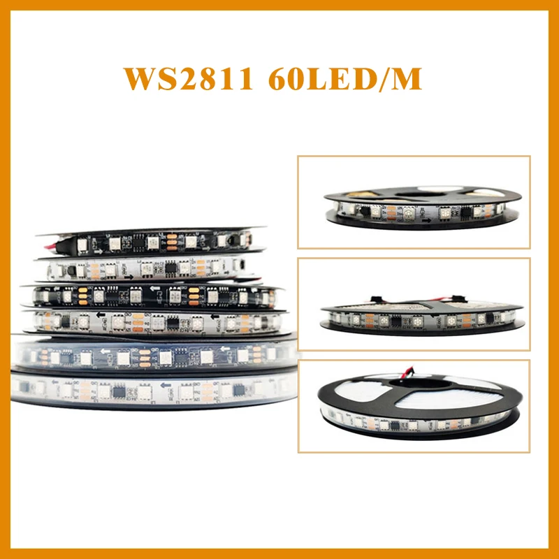 Rango de luz Led Ws2811 Rgb, 12v, 5m, 5050 Smd, direccionable, 30/60leds, externo, 1 Ic, Control, 3 Led, brillante, Normal, luz Led