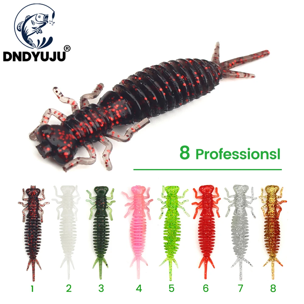 DNDYUJU 4 pcs Color Larva Soft Lures Artificial Lures Fishing Worm Silicone Bass Pike Swim Jigging Baits Fishing Gear Good Smel