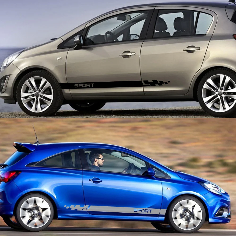 باب السيارة الجانب تنورة المشارب ملصقات السيارات الفينيل فيلم الديكور الشارات لأوبل أسترا j h g k كورسا d ضبط الملحقات