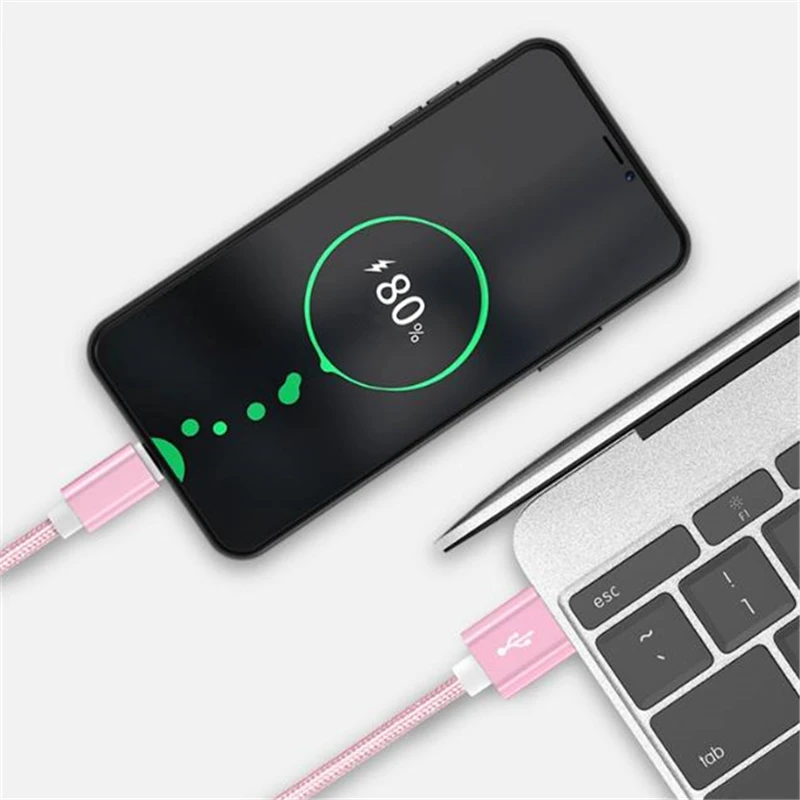 Nylon Braided Type-C USB Charging Cable for iPhone iPad Samsung Xiaomi Redmi Huawei Honor OnePlus OPPO Vivo Android Phone Cable