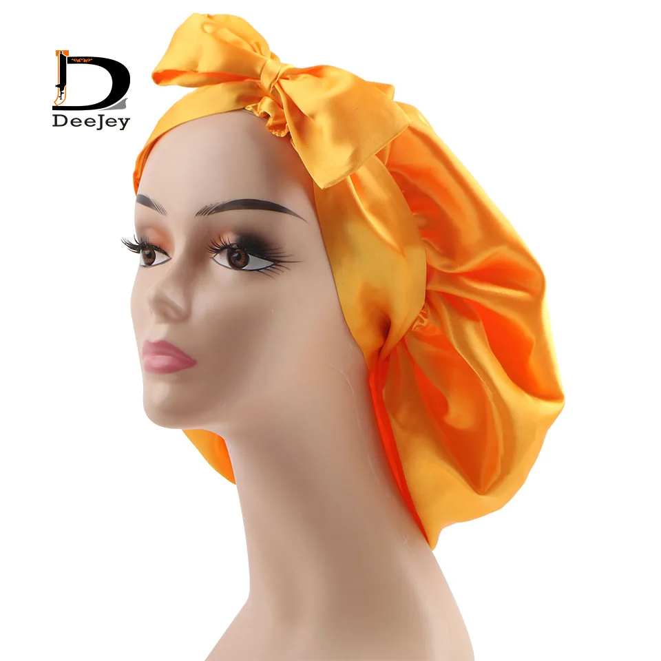 Custom logo Virgin hair extensions satin silk double layer bonnet and wrap edge control head frontal band