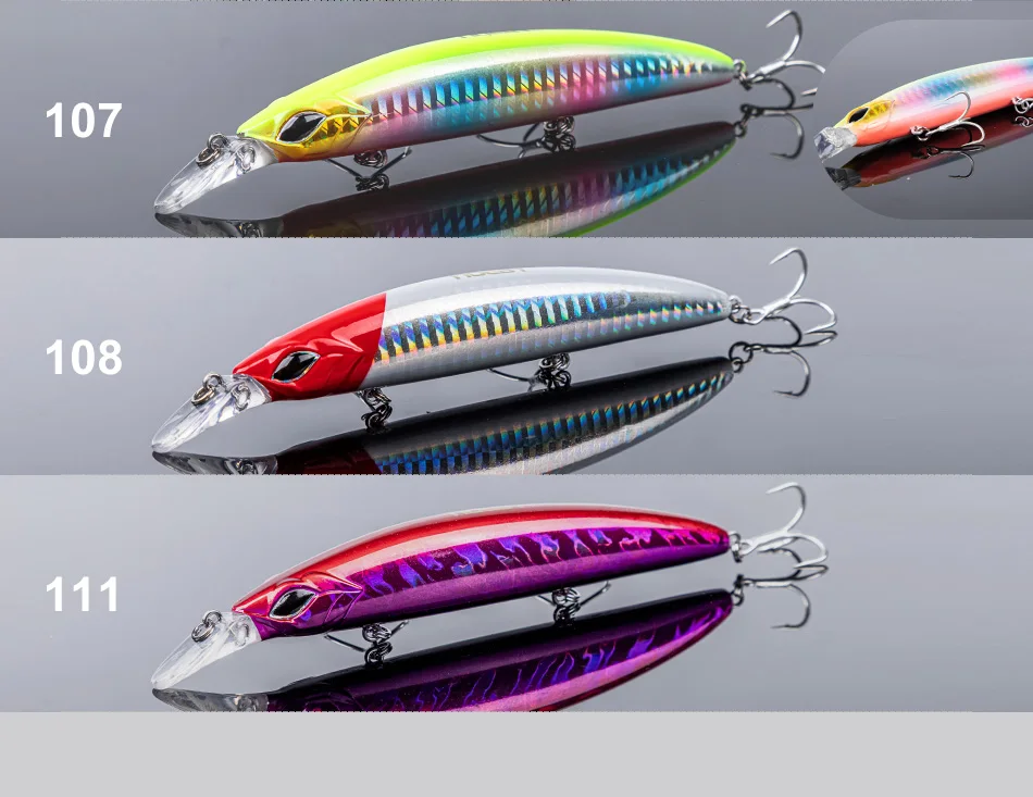 NOEBY Minnow-Angelköder, 110 mm, 19 g, langer Wurf, schwimmende Jerkbait-Wobbler, künstlicher harter Köder, Bass, Hecht, Shore-Angelköder – Detail 6