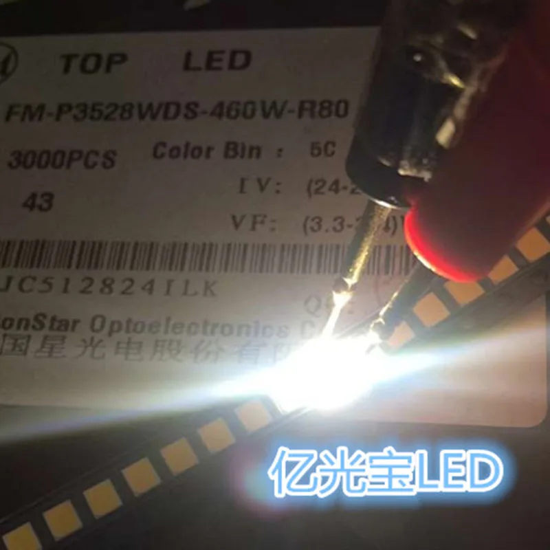 100pcs/lot Led 2835 natural white neutral white 0.5W 150mA copper bracket gold wire fm-p3528wds Guoxing