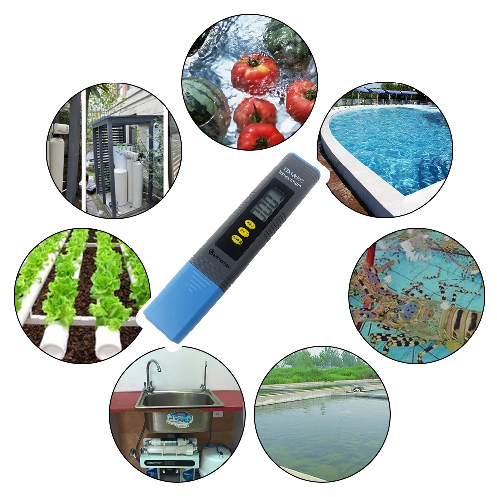 Ketotek Digital PH Meter Thermometer ATC TDS&EC Temperature Tester Celsius Fahrenheit degrees for Aquarium Pool Wine Urine Water
