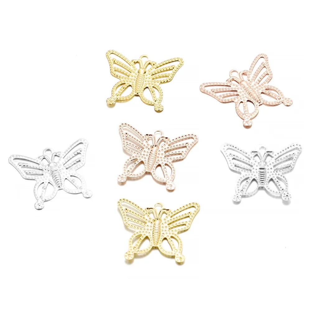 

100Pcs/Lot 17x19mm Hollow Butterfly Filigree Wraps Connectors Charm for DIY Jewelry Making Findings Accessories Supplies