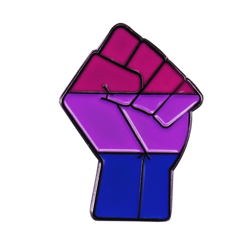 Raised Fist Enamel Pin Bisexual Power and Pride to the LGBTQ+ community - to resist the forces against us!