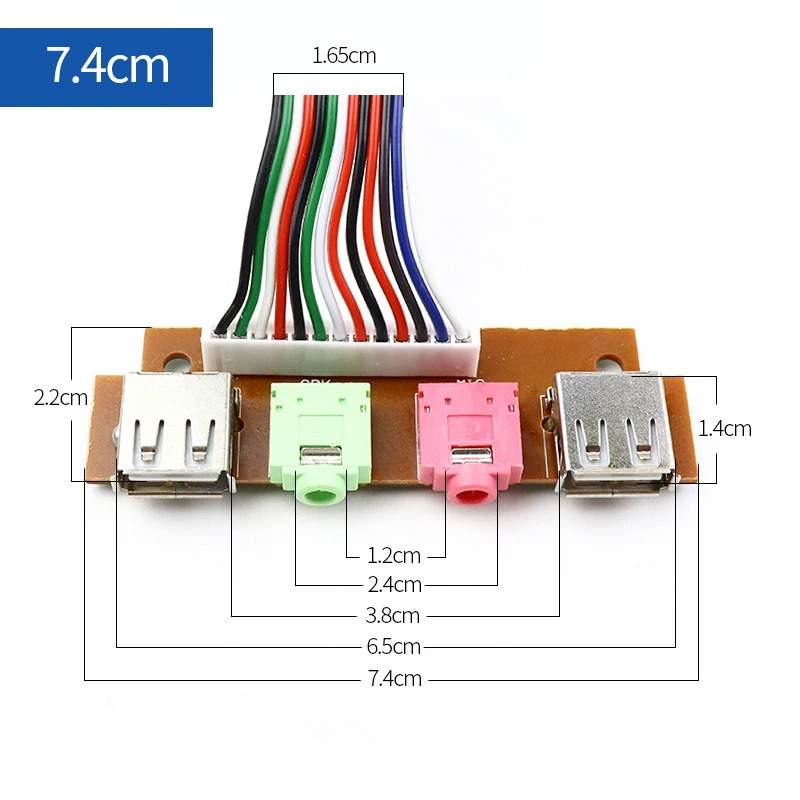 7.4CM 65CM PC Computer Cables & Connectors Case Front Panel USB/ Audio Front USB 2.0 Plug Guard Extend Mic Earphone power cables