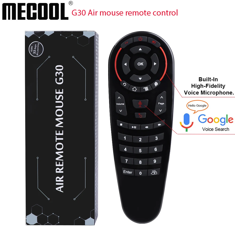 MECOOL G30 G30S Air Mouse Fly Voice 2.4GHz Wireless Google Microphone IR Gyroscope Sense Remote Control For Android TV Box