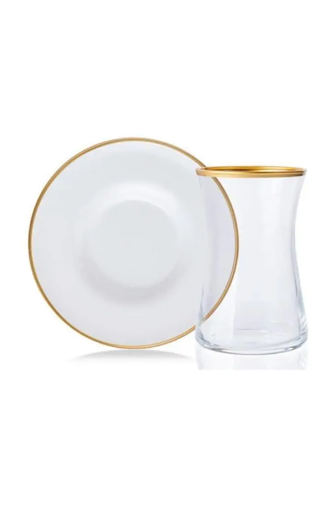 DOLBOVISembol Zücev 12 Piece Gilt Glass Tea cup Pad WHITE/GOLD mug кружка coffee cup cup اكواب قهوه tazas