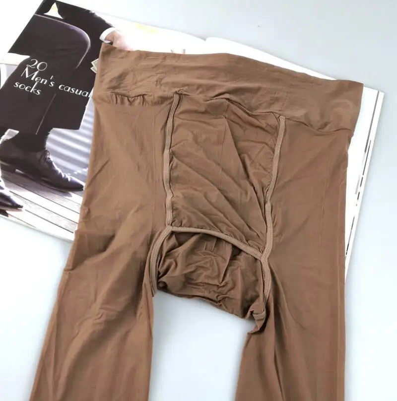 Meia-calça modeladora brilhante para homens, meia-calça de seda brilhante para homens, meia-calça sensual e branca, 2 pacotes