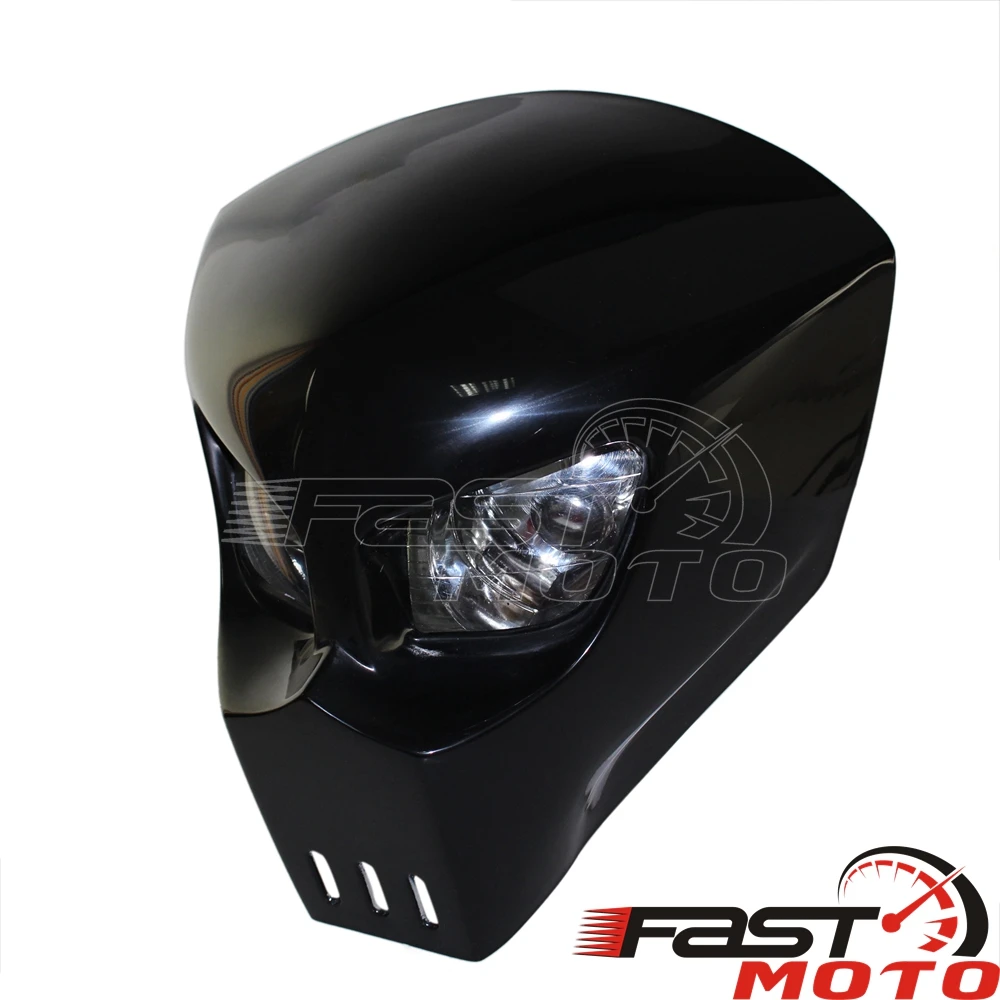 12V Skull Headlight Custom Motorcycle Headlight Mask Fairing Streetfighter Lamp For Cafe Racer Chopper Bobber Street Bike Harley