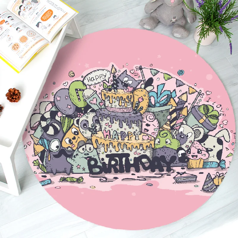 Alfombrilla de juego para bebé, alfombra para gatear, manta de suelo redonda para habitación infantil, accesorios de fotografía para decoración de habitación de Niños de dibujos animados