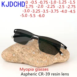 2020 new half-frame men's and women's photochromic myopia glasses refractive power glasses -0.5-0.75-1.0 to -6.0