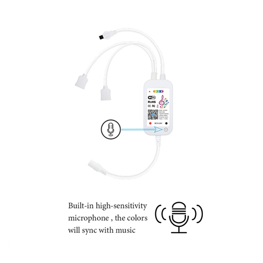 RGB Controller for LED Strip Lights DC5-24V WiFi / Remote Control for SMD5050 2835, Works with Alexa and Google Home