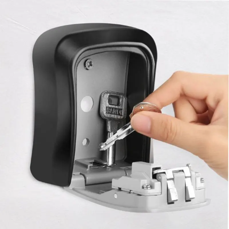 Mini Key Box Password Lock Door Cat Eye Metal Outdoor Wall Mounted Anti-theft Key Lock Box Home Office Indoor Security