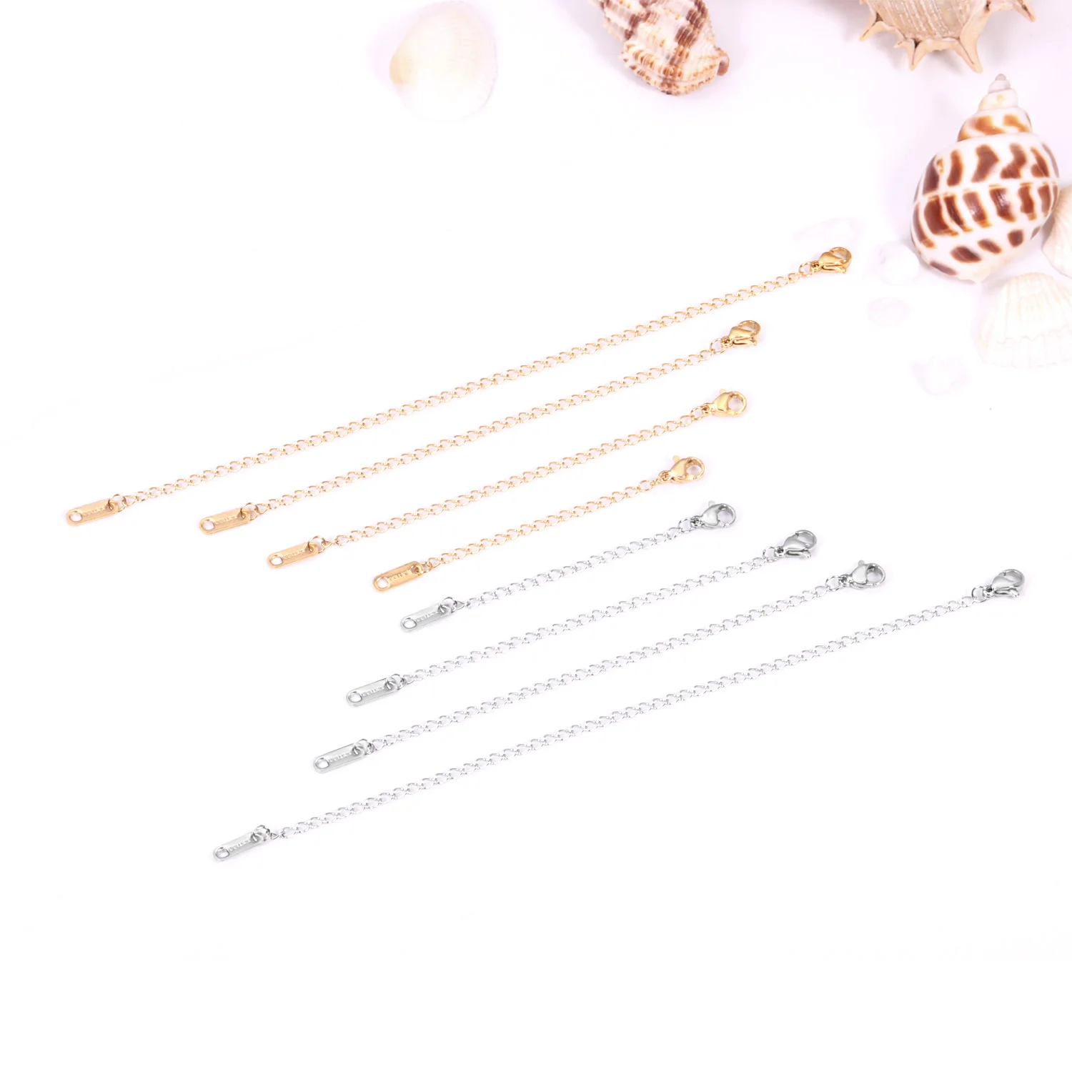 LUXUKISSKIDS 8pcs/lot 316L Stainless Steel Chains For Extention Adjustion Necklace Rose Gold Silver Color 2/3/4/6inch Accessorie