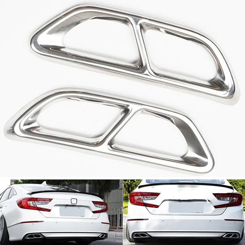 2PCS Stainless Rear Exhaust Muffler Tip End Pipe Trim For Honda Accord 2018 New