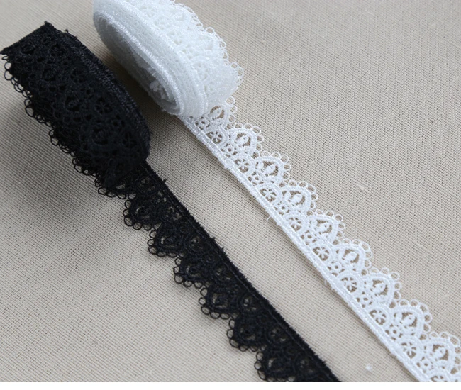Width:1.5cm Good Quality Crocheted Lace Black and White Color Lace Embellish for Cloth Embroidered Lace(ss-306)