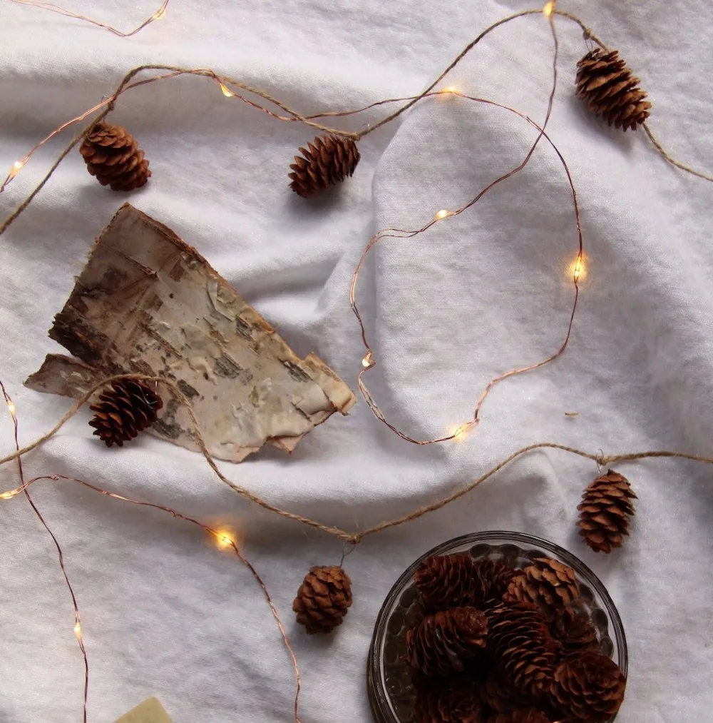 Pinecone Holiday Garland String LED Fairy Light Battery Powered For Outdoor Decoration Christmas Tree Patio Garden Halloween
