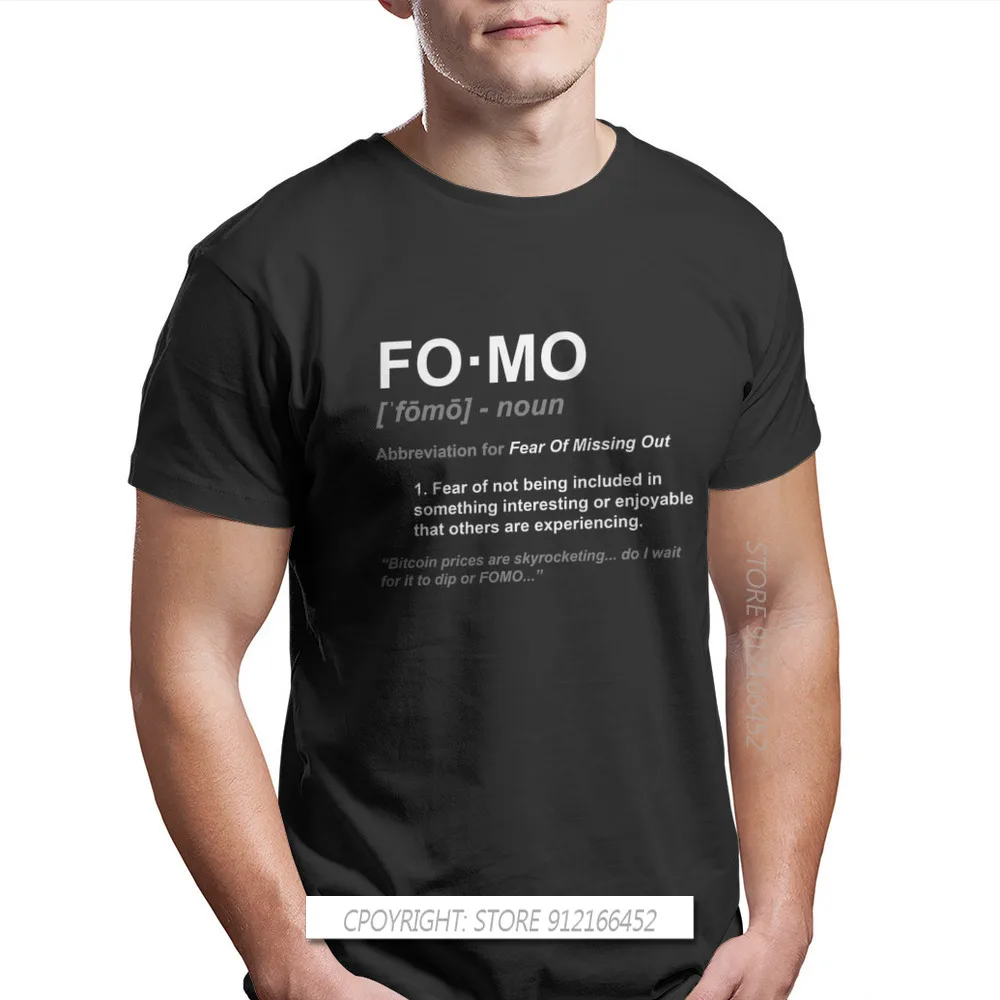 FOMO TShirts Bitcoin Cryptocurrency Miners Meme Male Graphic Fabric Streetwear T Shirt O Neck Big Size