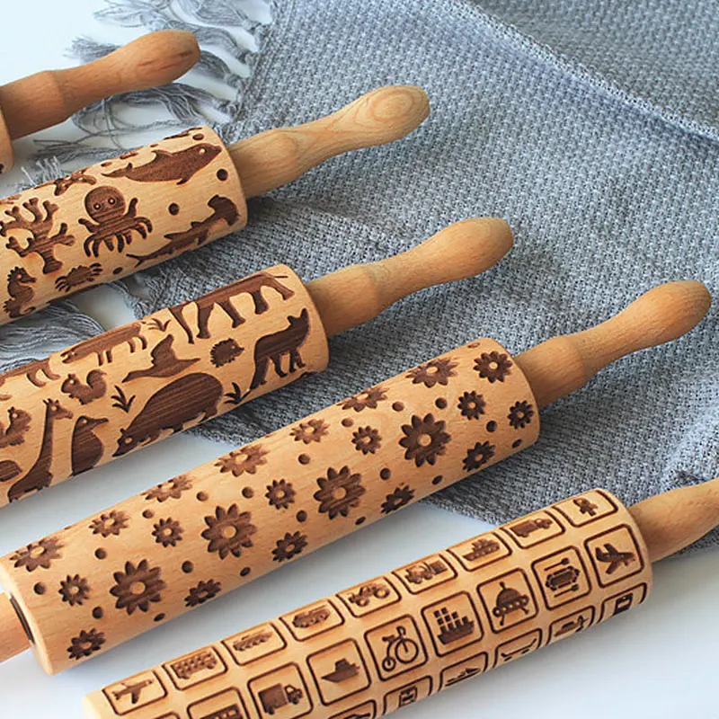 

Cookie Mould Home Kitchen Baking Tool Biscuit Embossed Rolling Pin Wood Baking Accessories Biscuit Mould Kitchen Utensils