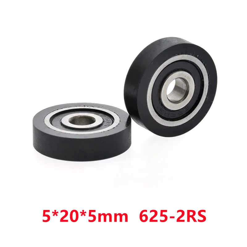 

10pcs/50pcs 5*20*5mm Polyurethane PU 625RS 625-2RS Drawer Showcase Low Noise Roller Bearing Friction Pulley 5x20x5mm