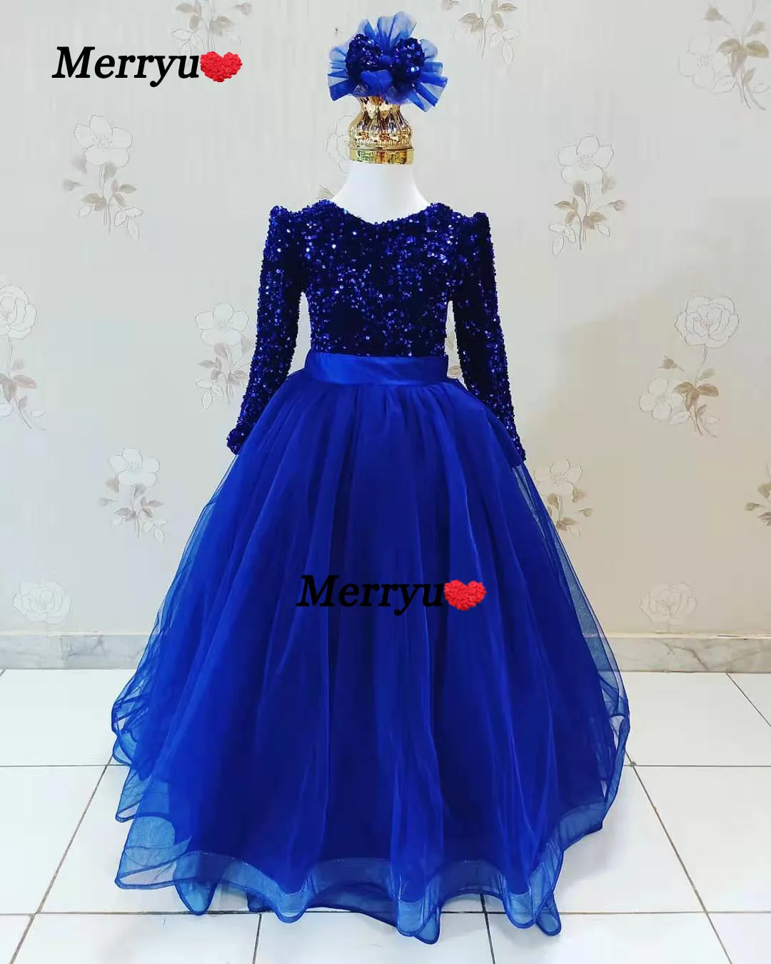 Meisjes Pailletten Bloem Meisjes Party Dress Bruidsmeisje Baljurk Tulle Wedding Avond Party Dress Voor Meisjes Pageant Gown