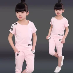 Summer 2024 Girls Clothes Sets Outfits Kids Baby Short Sweatshirt + Pants Fashion Children Clothing Suits 3 5 6 7 8 10 12 Years