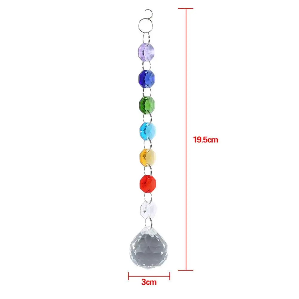 

Camal 1pcs (195mm) Rainbow Crystal Glass Octagon Beads Chandelier 30mm Ball Drop Pendant Prisms Suncatcher Hanging Window Gift