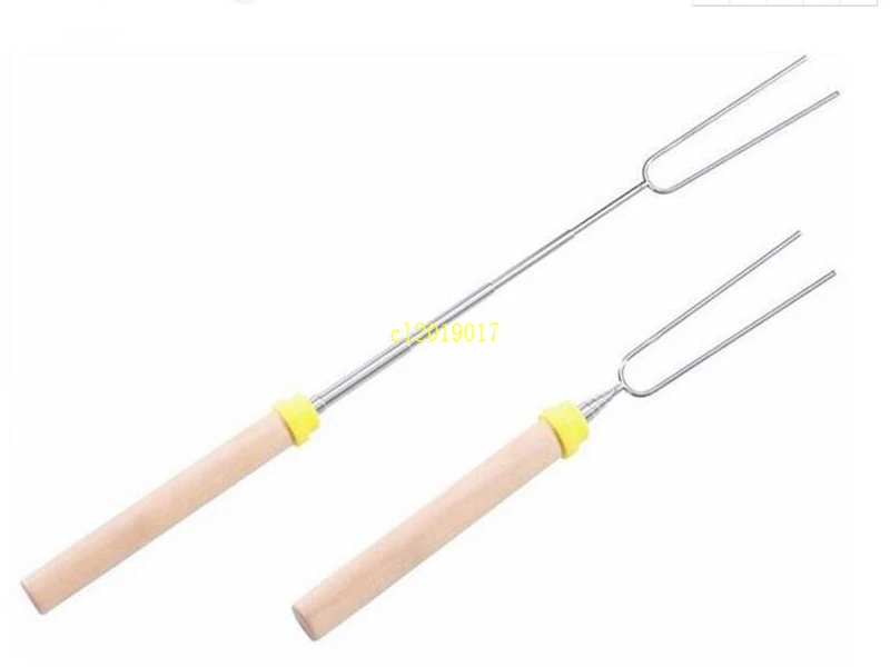 Camping Campfire corn Hot Dog Telescoping Barbecue Roasting Fork Sticks Skewers BBQ forks