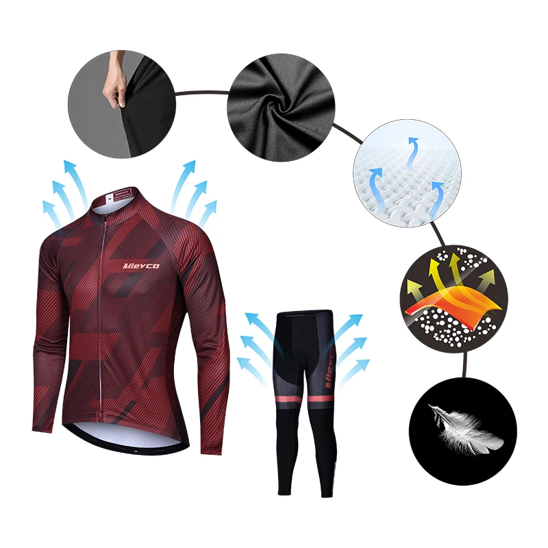 Autumn 2022 Men\'s Cycling Jersey Set 20D Bib Set MTB Uniform Bicycle Clothing Quick Dry Bike Clothes Mens Long Cycling Wear