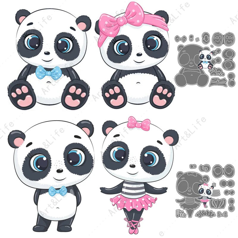 

Hot New Metal Cutting Dies Cute Lovely Pandas Stencils for Making Scrapbook Papper Cards Album Birthday Cards Embossing Cut Dies