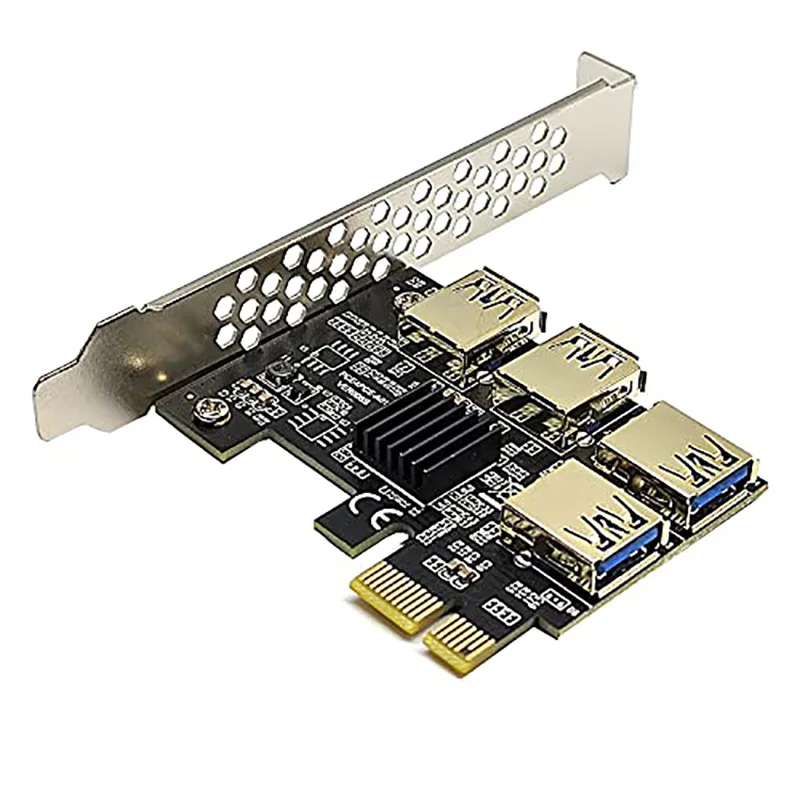 Placa Riser Multiplicadora PCI Express, Slots PCIe 1 a 4 PCI-Express 16X, Adaptador PCI-E 1X para Externo 4 PCI-e USB 3.0