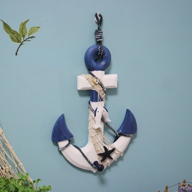 

Wooden Anchors Decoration Vintage Home Decor Marine Mediterranean Style Nautical Decor Crafts Hanging Wall Decoration