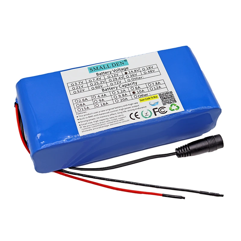 14.8V 10A 18650 lithium battery pack +16.8V 1A charger built-in 10A BMS, used for electronic products built-in battery + charger