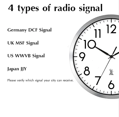 12 بوصة راديو مستدير تسيطر ساعات الكوارتز غرفة المعيشة إطار معدني Ntp الفاخرة الحديثة ساعة الحائط