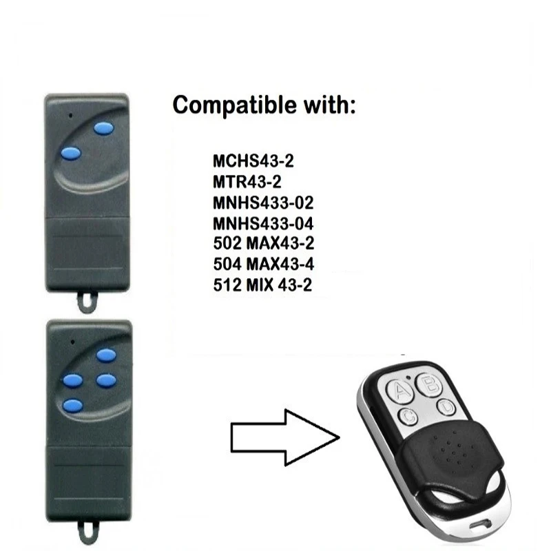 NOVOFERM NOVOTRON 502 512 522 524 리모컨 HS43-2 302 304 MTR43-2 MCHS43-2 차고 문짝, 433.92MHz 롤링 코드, 최신 제품