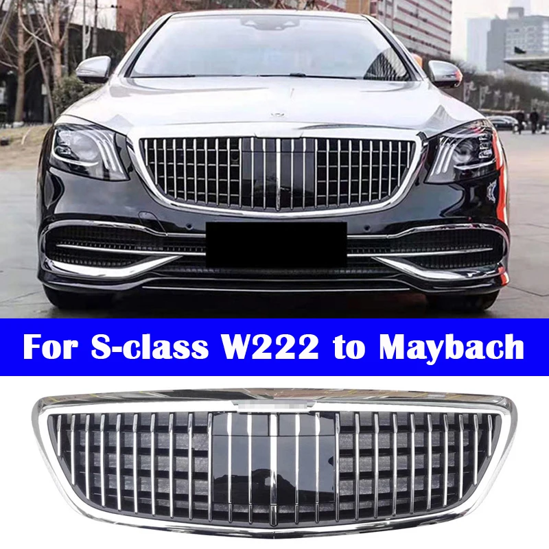 Auto Bumber For Mercedes-Benz S class W222 2014-2019 ABS Front Grill S450 S500 S560 S680 Middle Grille For Maybach Vertical Bar