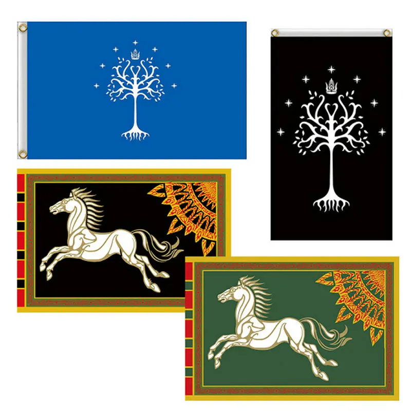 90x150cm Black White Horse Tree Rohan Decoration Banner Flag Wall Hanging School Bar KTV Home School Cosplay Party Flags Banner