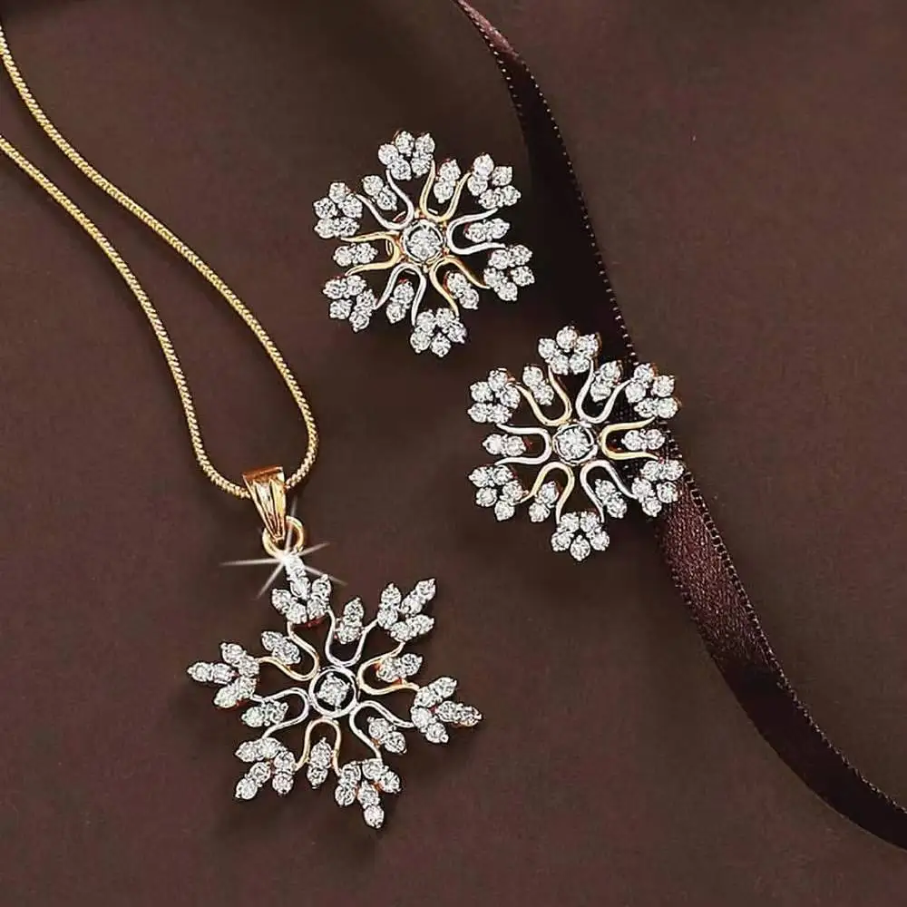 Fashionable income snowflake necklace and earrings, this is Santa’s lucky gift, the external combination of cute girls