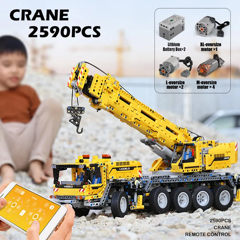 MOULD KING 13107 Technical Crane Truck Building Blocks for Adults APP Remote Control Car Bricks Engineering Toys Christmas Gifts