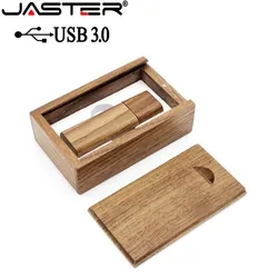 JASTER USB 3.0 Wooden usb+box USB flash drive pen driver pendrive 4GB 8GB 16GB 32GB 64GB memory card USB 1PCS free custom logo