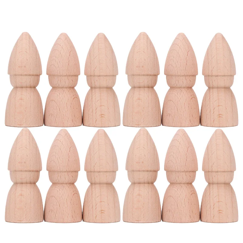 12pcs DIY Crafts Painting Wood Beech Wooden Rainbow Blocks  Wooden Peg Dolls Honeycomb Mushrooms Trees for Kids and Home Ac