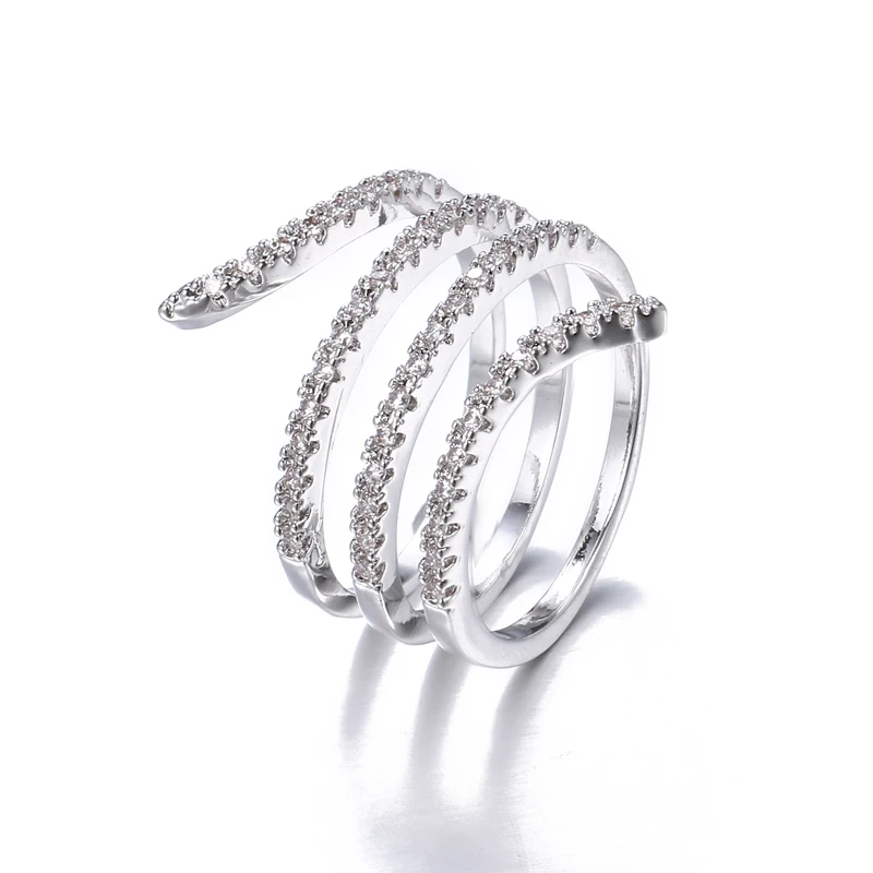 Emmaya New Design For Female Spiral Shape Cubic Zircon Ring  Adjustable Attractive Gifts In Weeding Party Fashion Trend