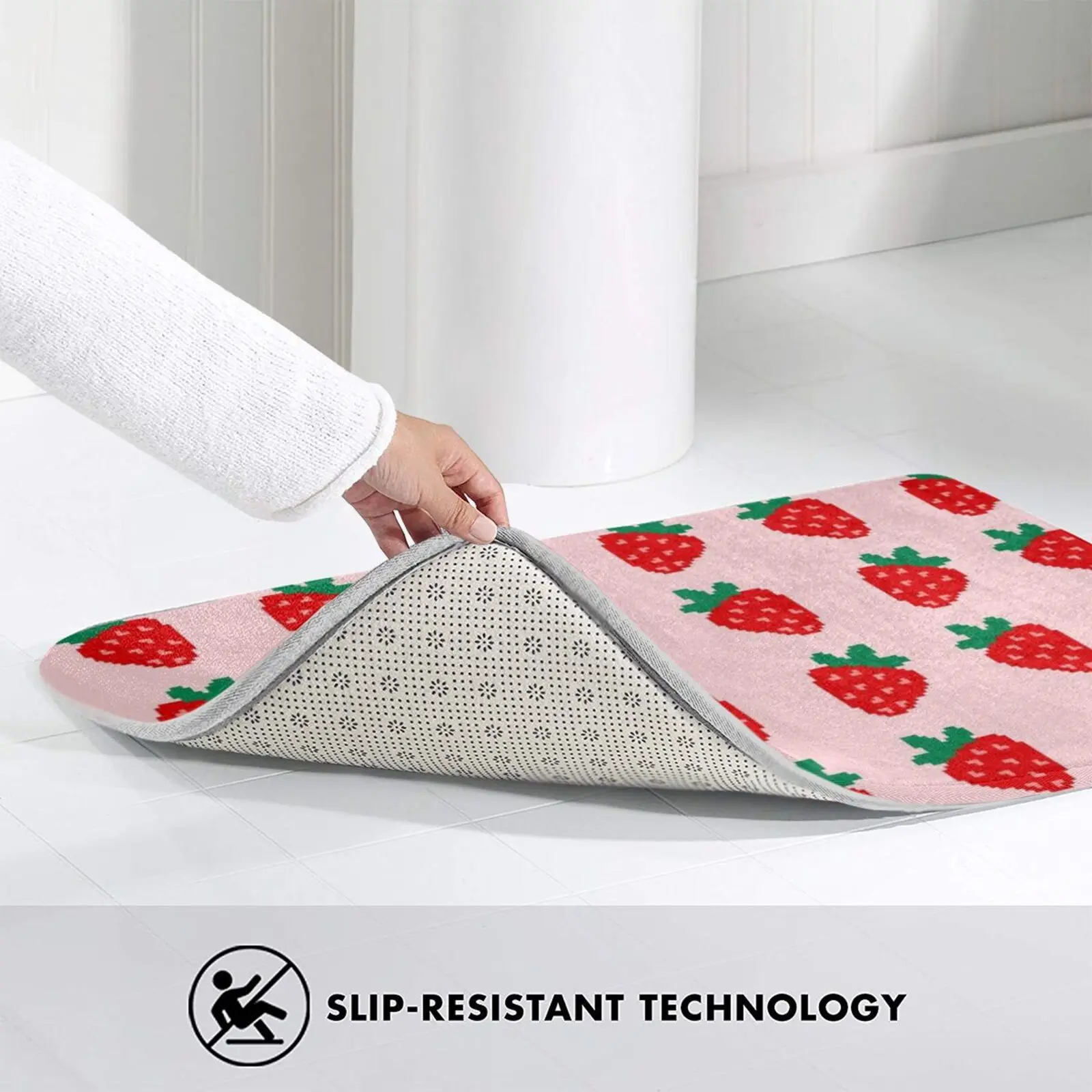 سجادة الفراولة، سجادة مضادة للانزلاق، سجادة أرضية لغرفة النوم، الماس، فن البكسل الماسي #4