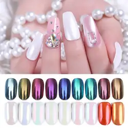 1 Box Neon sparkle Mirror Nail Glitter Pearl Powder Auroras Iridescent Effect Nails  Pigment Dust UV Gel Polish Decor