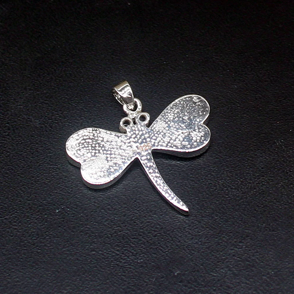 Gemstonefactory Jewelry Big Promotion 925 Silver Natural Blue Opal Dragonfly Shape Women Ladies Gifts Necklace Pendant 20214525