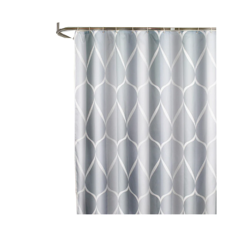 Grey Shower Curtain with 12 Hooks Geometric Printed Bathroom Curtains Quality Cloth Polyester Fabric Bath Curtain for Home Decor