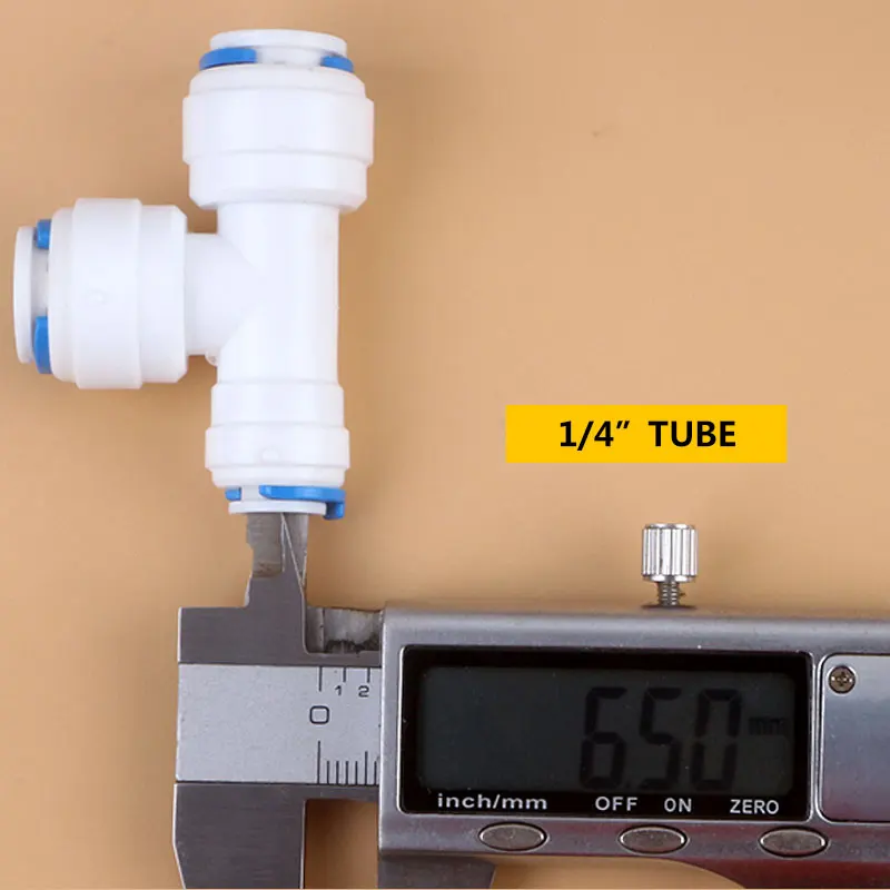 1/4 "3/8" ~ 3/8 "튜브 직경 Chang 6.5MM9.5MM 3 웨이 티 퀵 커넥트 푸시 핏 RO 시스템 워터 233 피팅 T Tipy 빠른 조인트