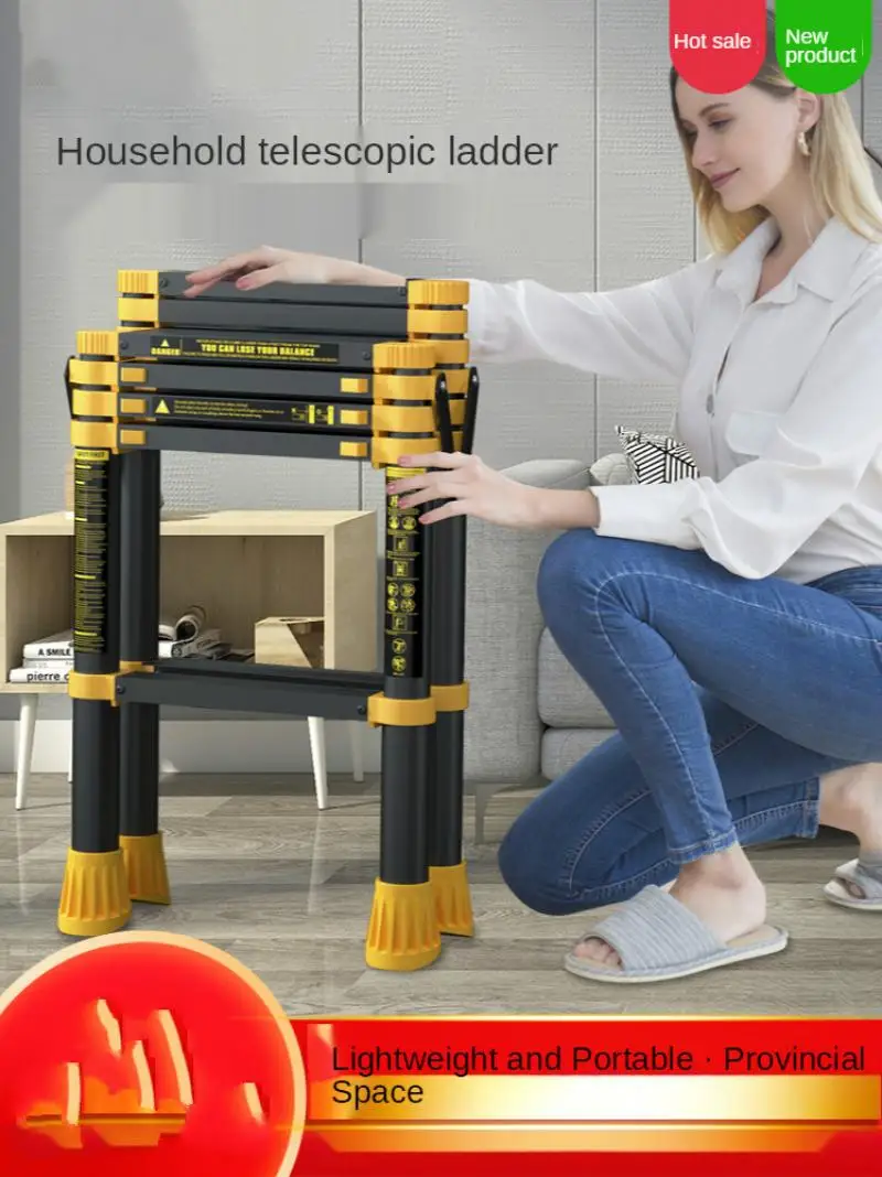Telescopic ladder household herringbone ladder multifunctional indoor portable five-step ladder aluminum alloy folding telescopi